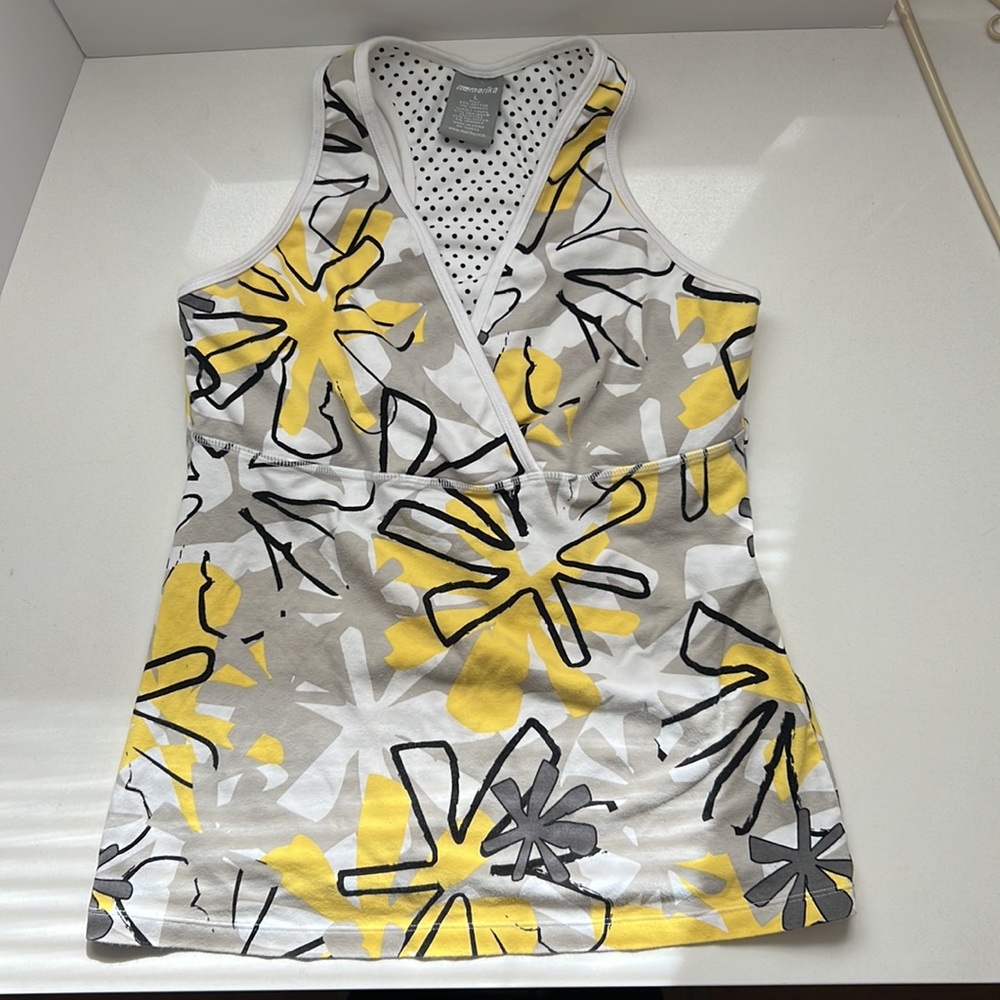 Marika Floral Athletic Top yellow gray black and white Size L